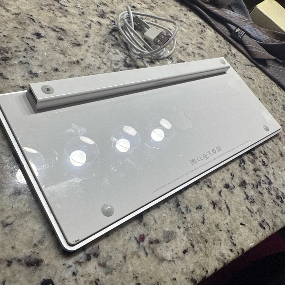 Apple Silver and White Keyboard with Wired Connection
